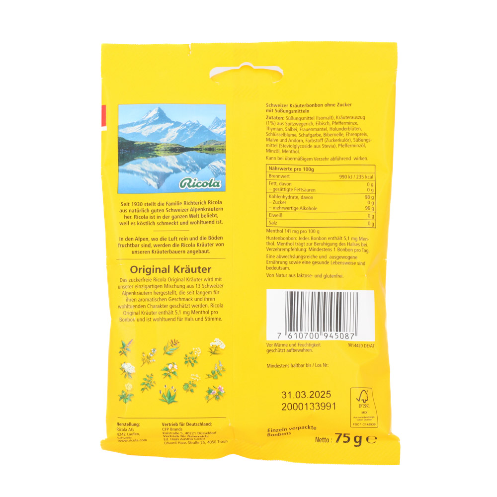 RICOLA o.Z.Beutel Kräuter Bonbons