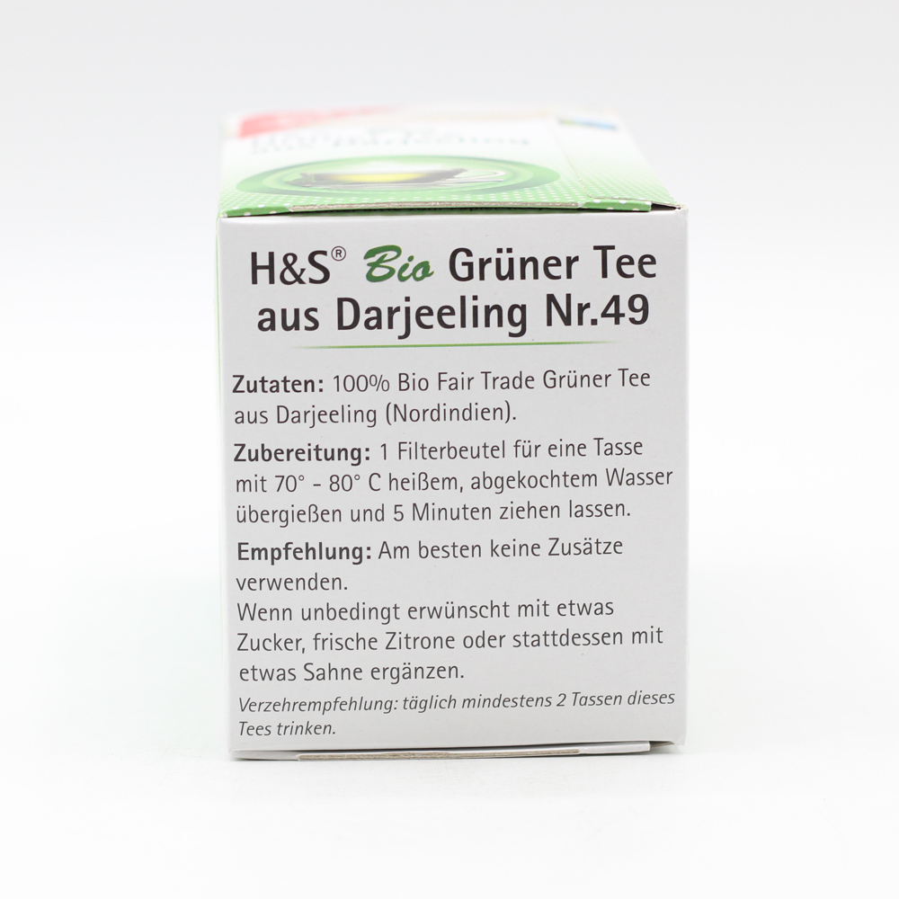 H&S Bio Grüner Tee aus Darjeeling Filterbeutel