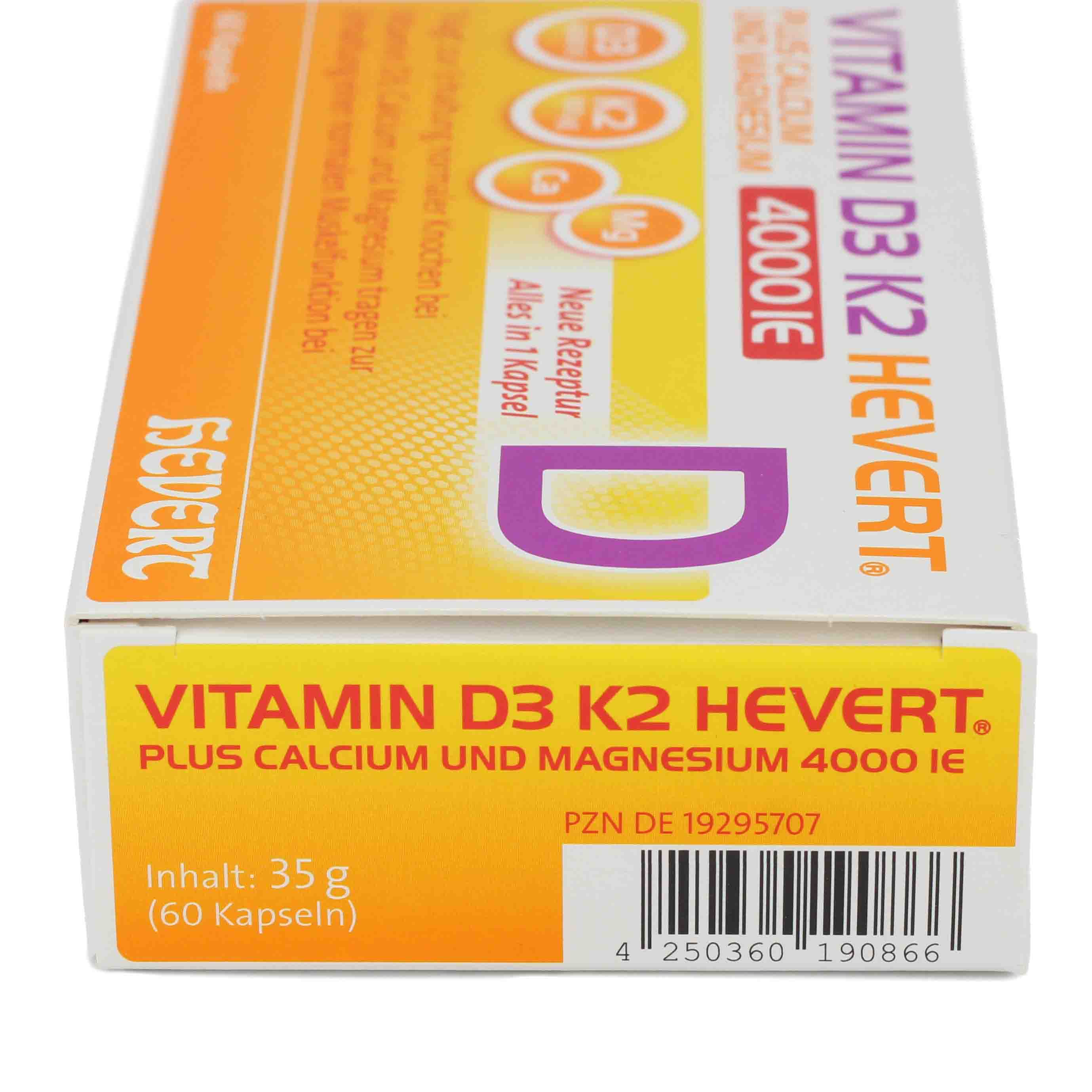 VITAMIN D3 K2 Hevert+Calcium u.Magnes.4000 IE Kps.