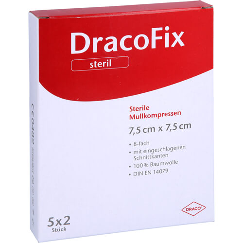 DRACOFIX PEEL Kompressen 7,5x7,5 cm steril 8fach
