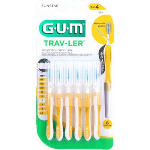 GUM TRAV-LER 1,3mm Tanne gelb Interdental+6Kappen