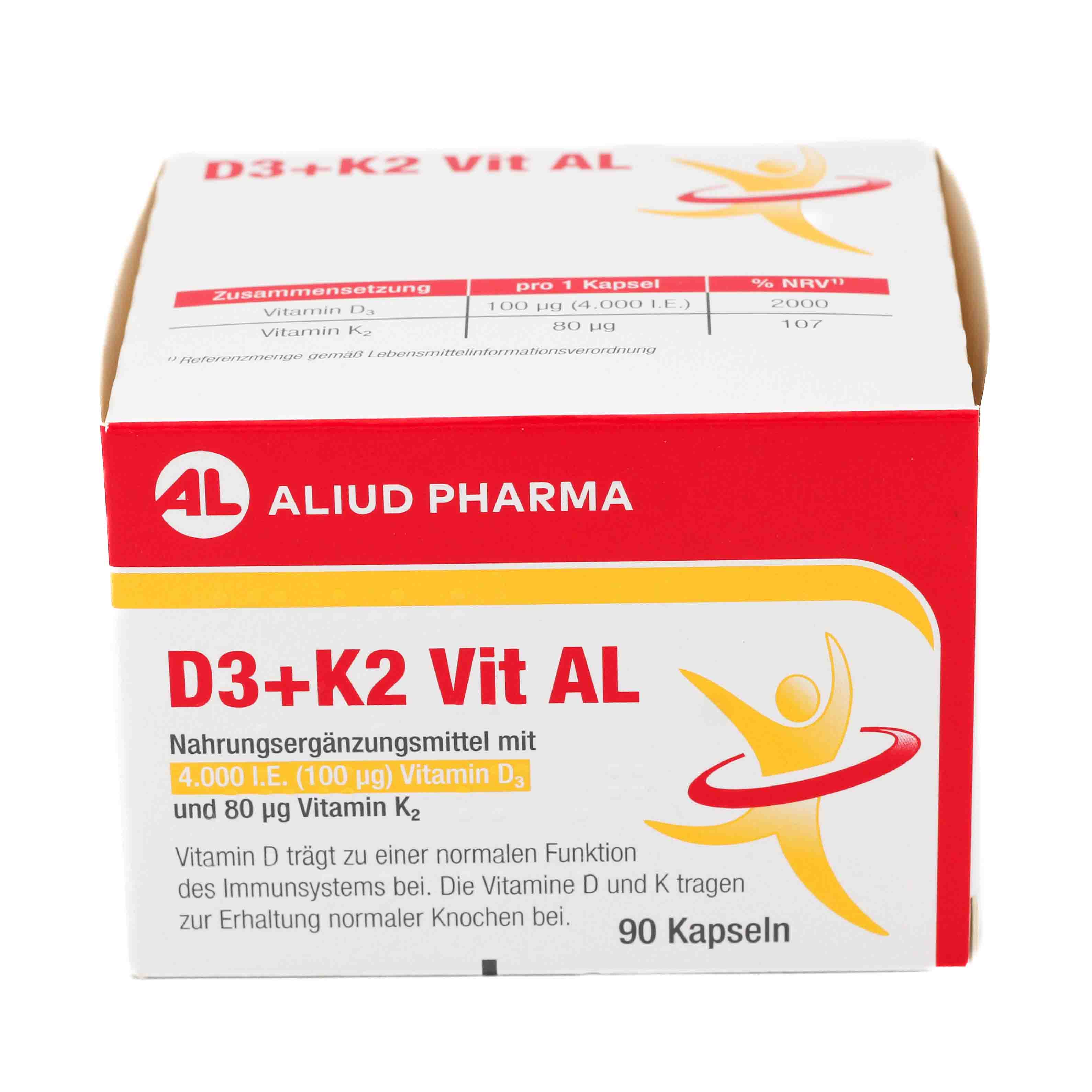 D3 + K2  Vit AL 4000 I.E. / 80 µg Kapseln: ein starkes Duo für die Knochen