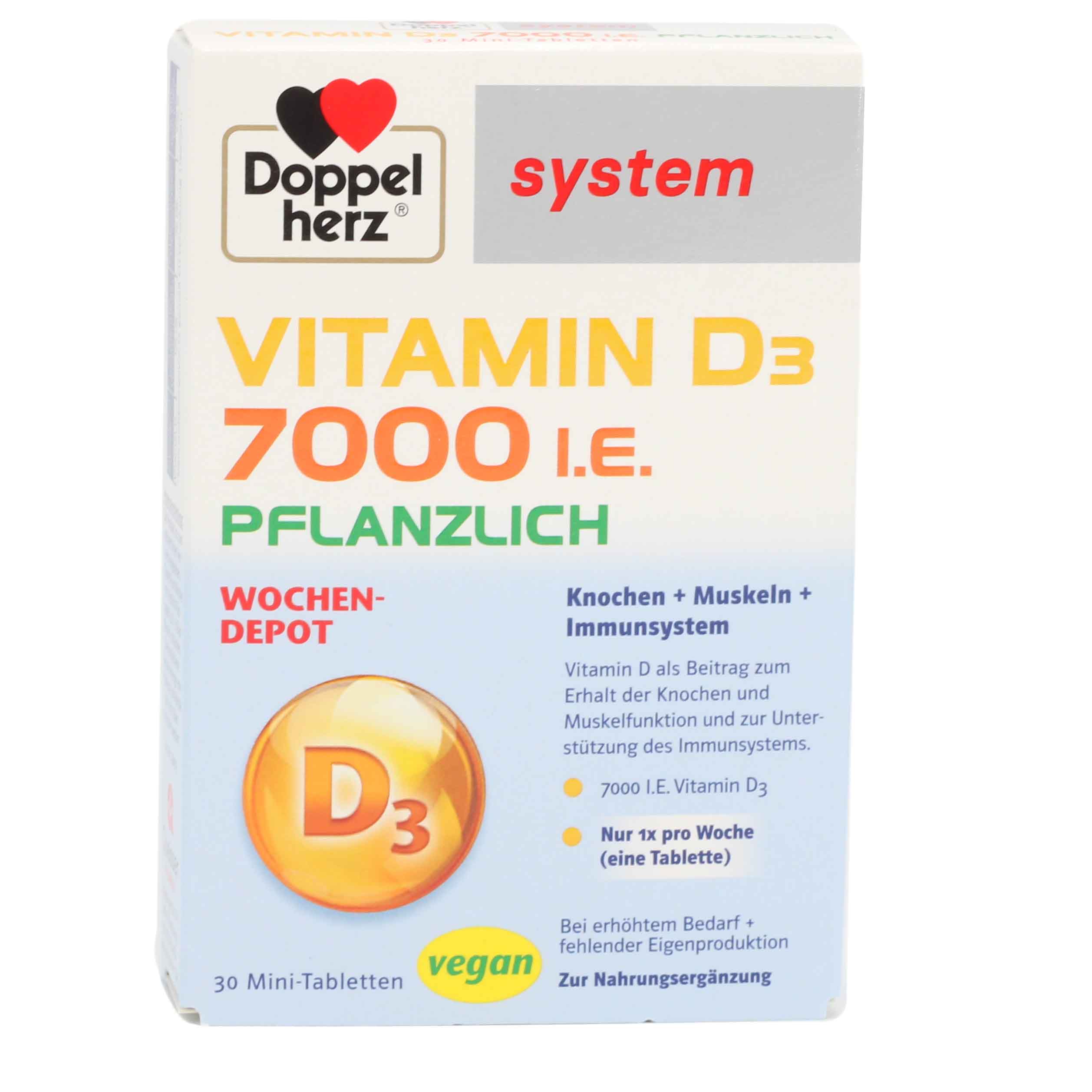 DOPPELHERZ Vitamin D3 7000 I.E. pflanzlich sys.TAB