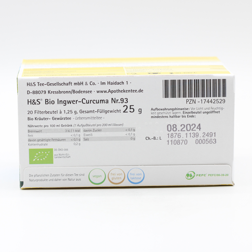 H&S Bio Ingwer-Curcuma Filterbeutel