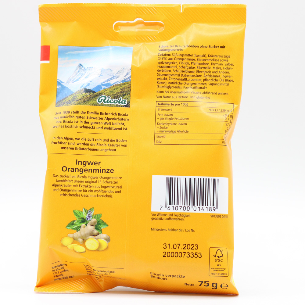 RICOLA o.Z.Beutel Ingwer Orangenminze Bonbons