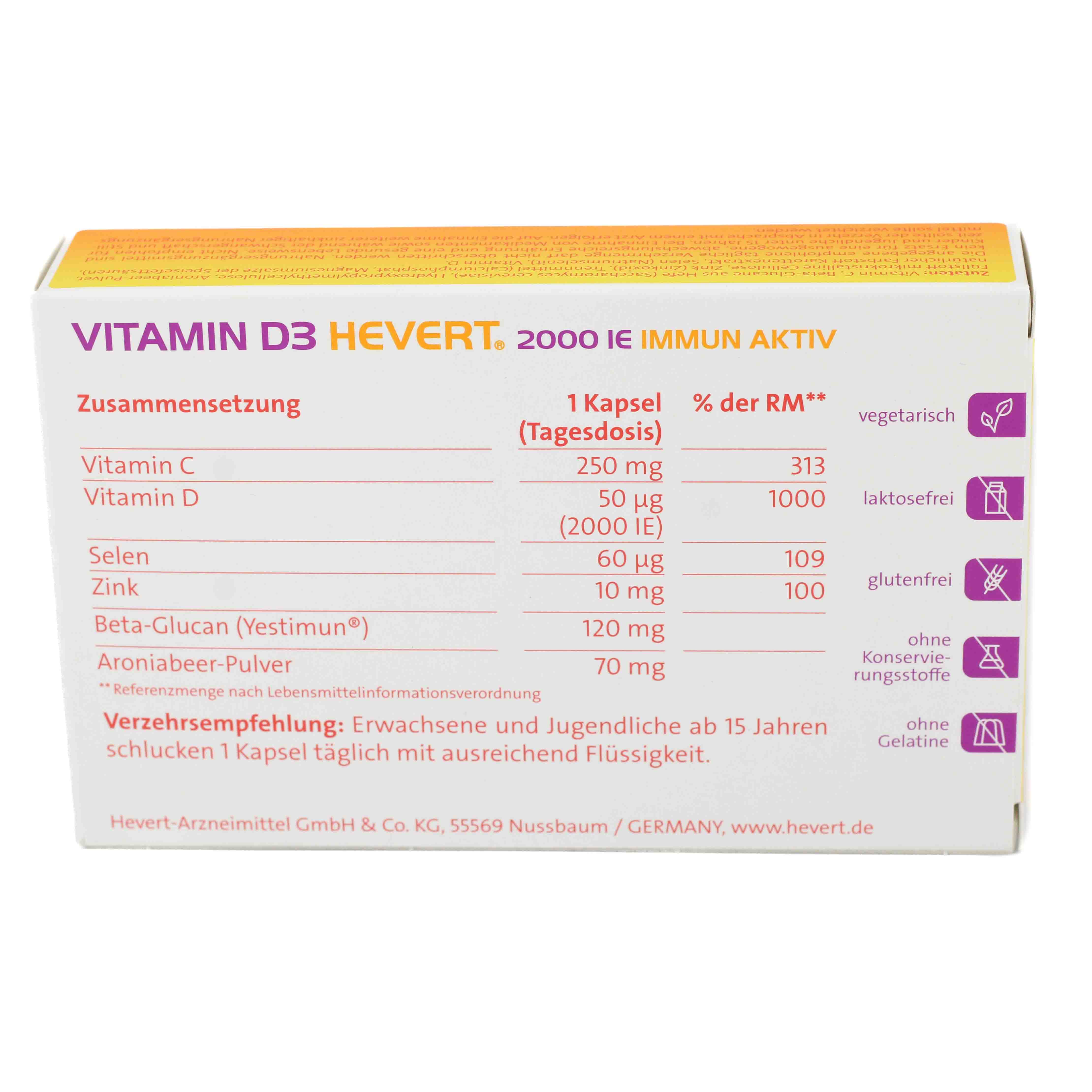 VITAMIN D3 HEVERT 2000 I.E. Immun Aktiv Kapseln