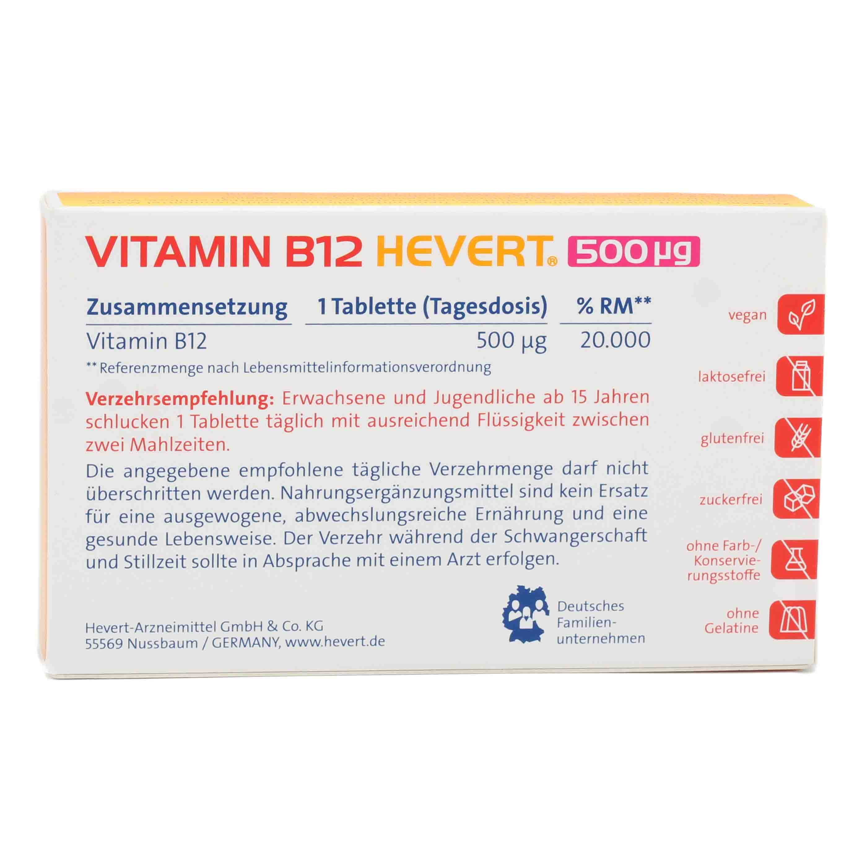 VITAMIN B12 HEVERT 500 μg Tabletten
