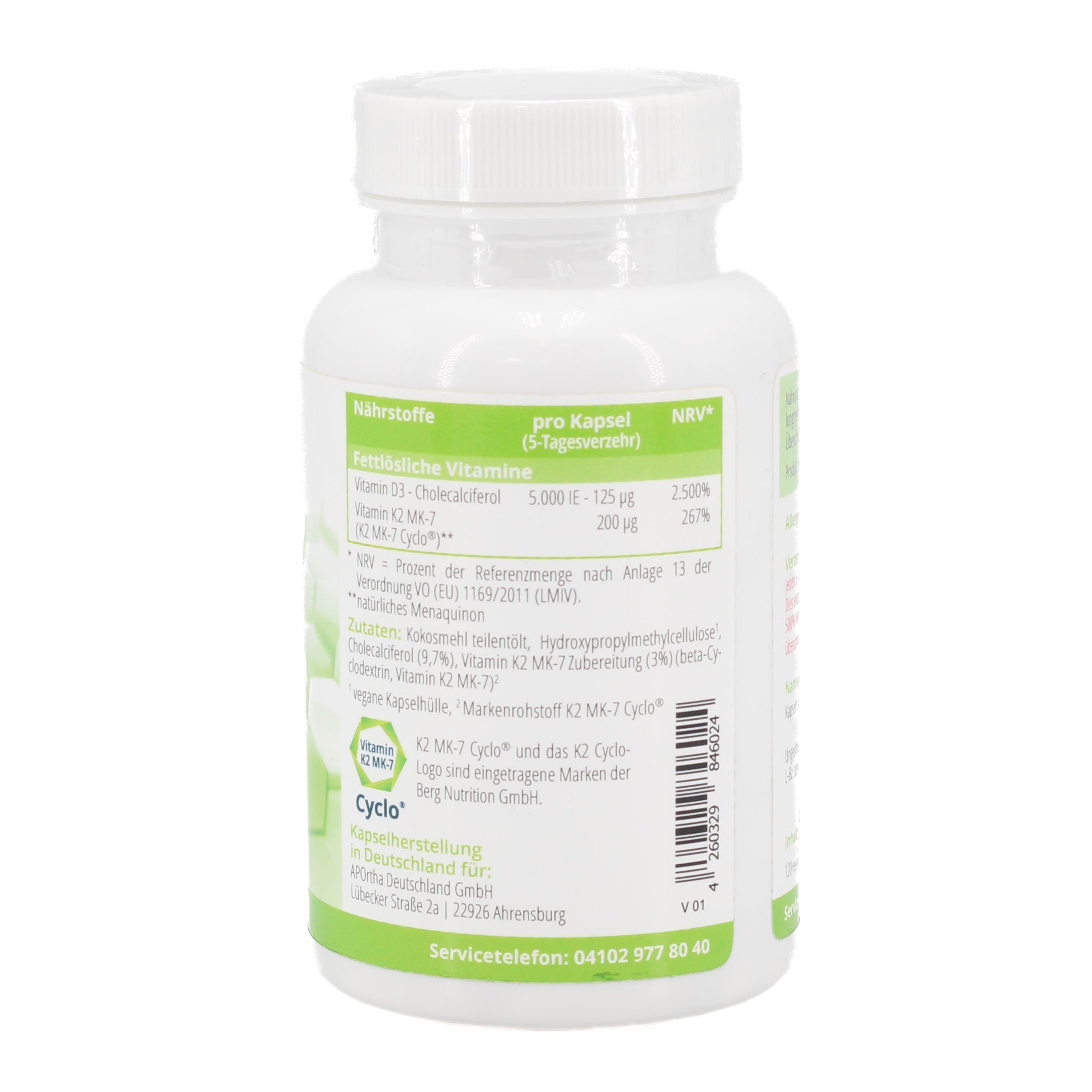 APORTHA D3 5.000 I.E.+K2 MK-7 Cyclo 200 μg veg.Kps