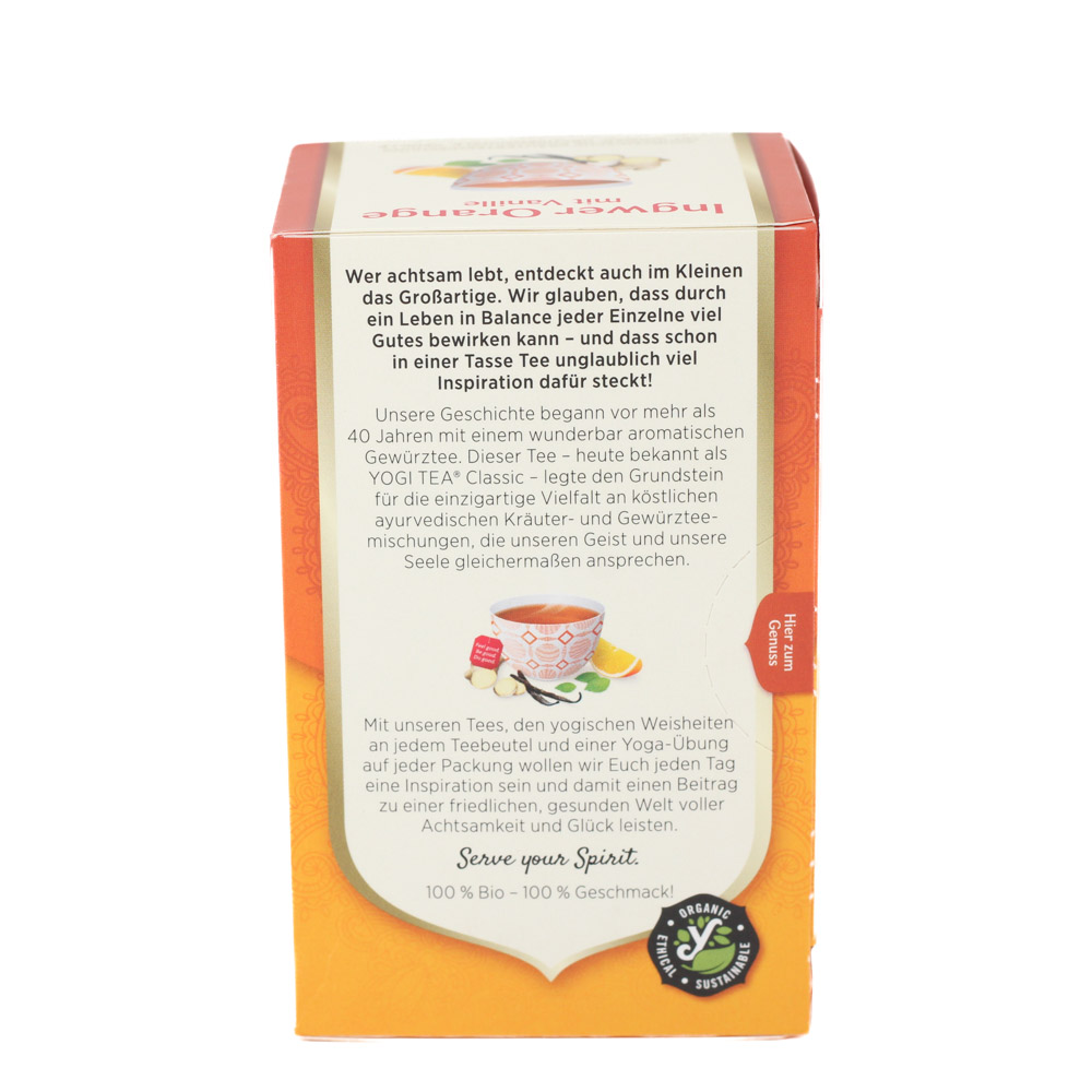 YOGI TEA Ingwer Orange mit Vanille Bio Filterbeut.