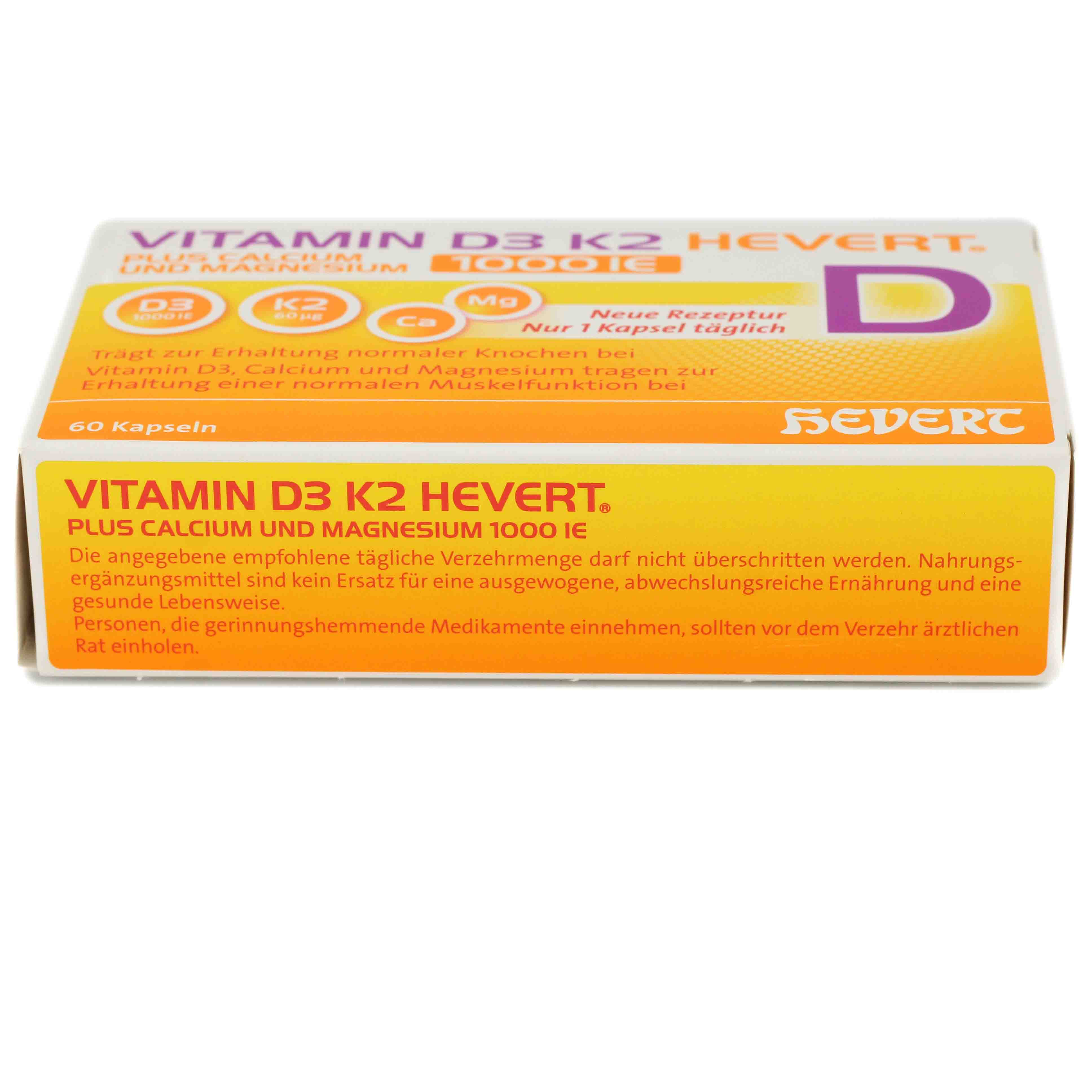 VITAMIN D3 K2 Hevert+Calcium u.Magnes.1000 IE Kps.