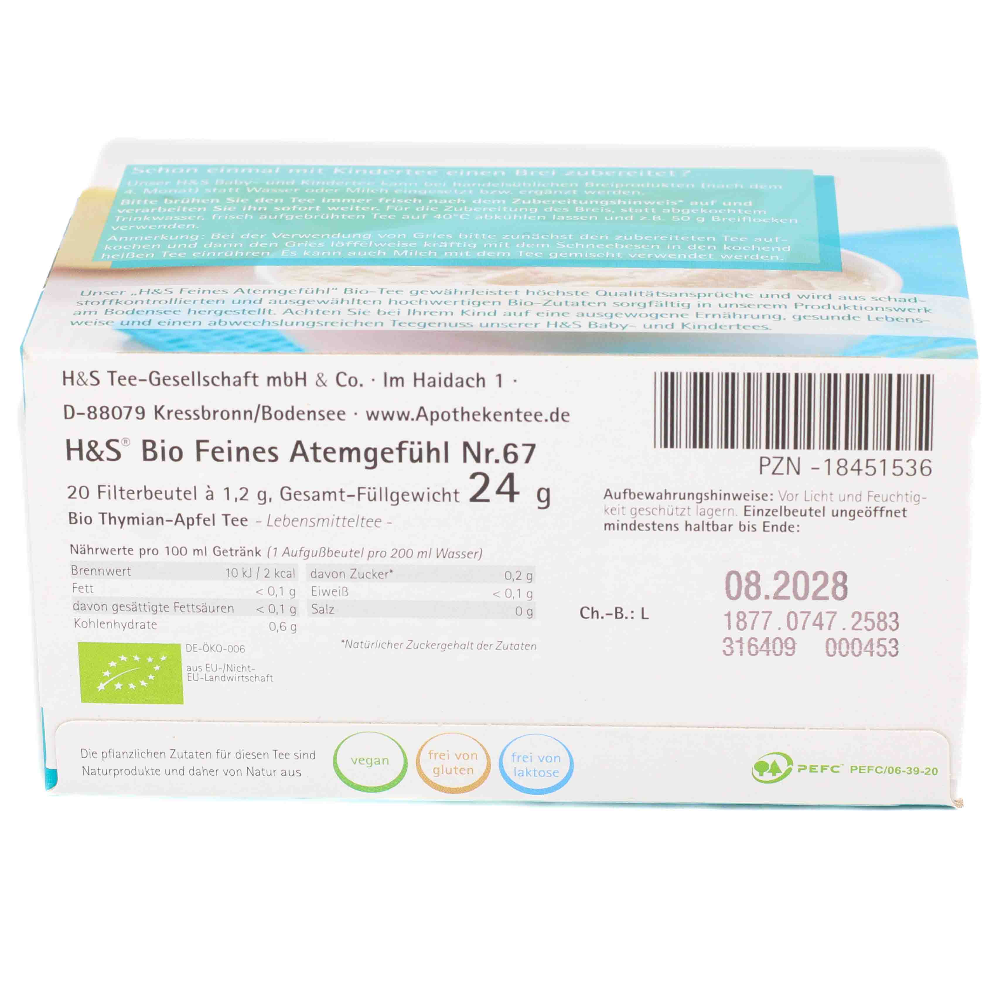 H&S Bio Feines Atemgefühl Baby- u.Kindertee Fbtl.