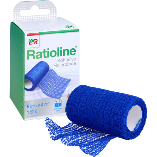 RATIOLINE acute Fixierbinde kohäsiv 8 cmx4 m blau
